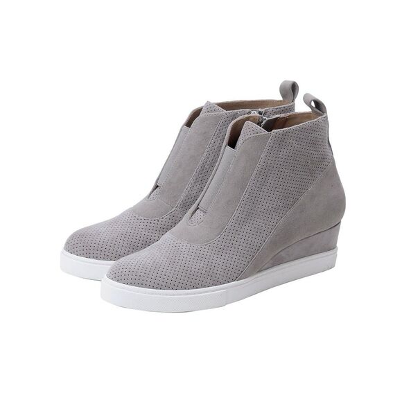 Linea Paolo Shoes - NEW Linea Paolo Anna Womens Size 9 Wedge Sneaker Bootie Gray Perforated Suede